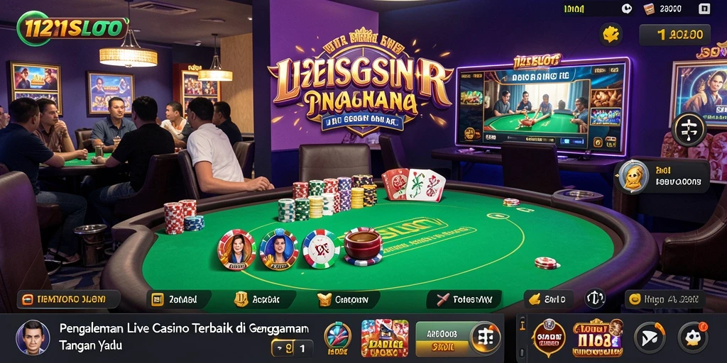 Screenshot gameplay Live Casino 1121SLOT yang menampilkan dealer langsung.
