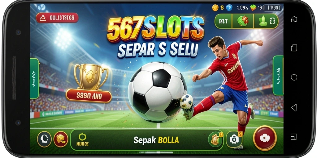 Tampilan seru gameplay 567SLOTS dengan tema sepak bola.