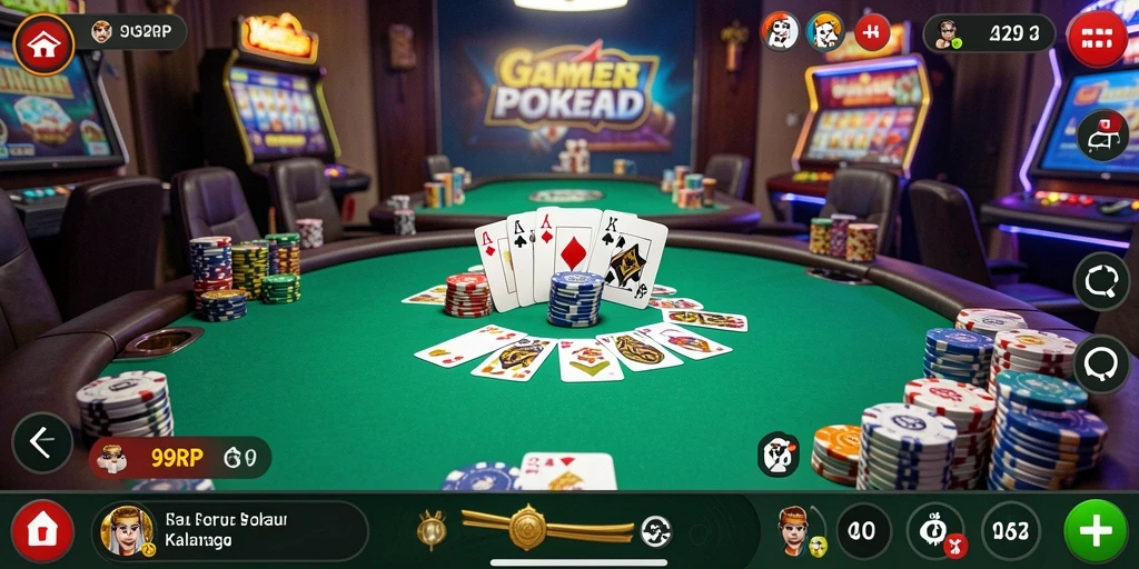 Tangkapan layar gameplay 99RP yang menampilkan suasana poker yang mendebarkan.