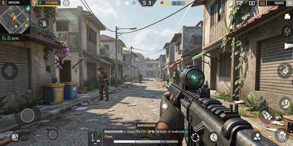 Tampilan gameplay adrenaline tinggi BANGSAWAN88 di arena perang.
