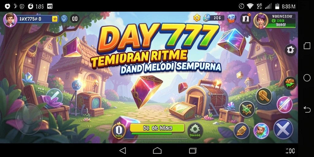 Tampilan gameplay DAY777 dengan berbagai pilihan musik interaktif.