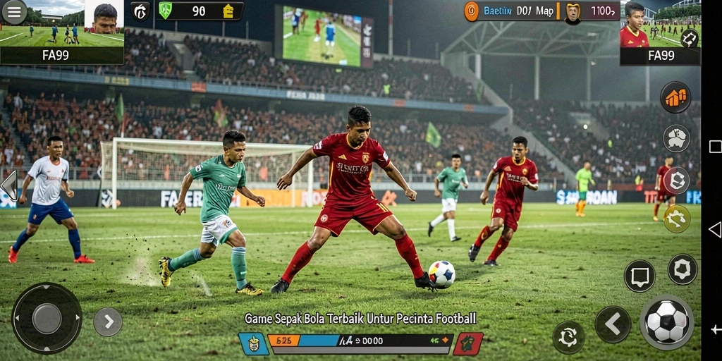 Gameplay menarik FA99 yang menggambarkan aksi sepak bola spektakuler.