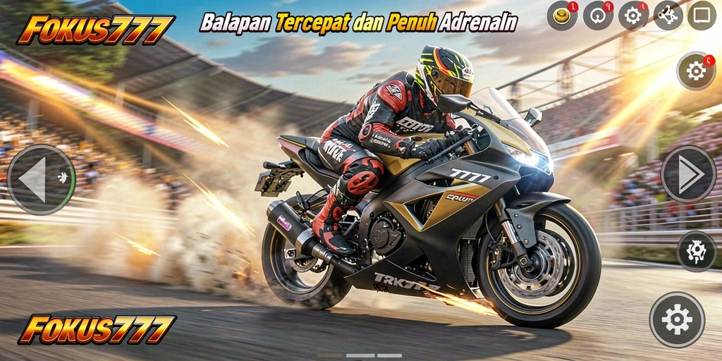 Screenshot FOKUS777 menunjukkan aksi balapan motor yang memukau.