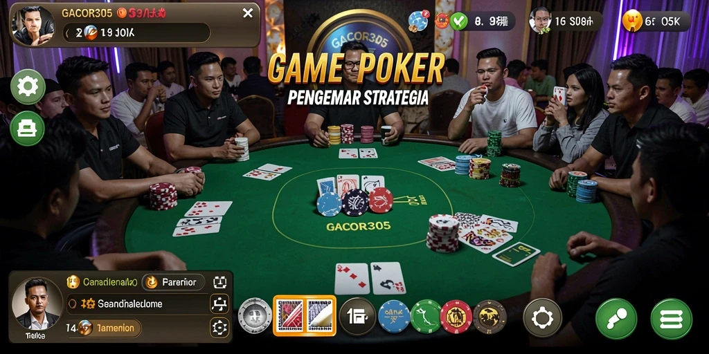 Screenshot gameplay GACOR305 menampilkan suasana permainan Poker yang mendebarkan.