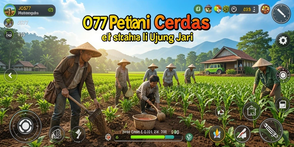 Screenshot utama JOS77 menampilkan grafik menarik saat bertani.