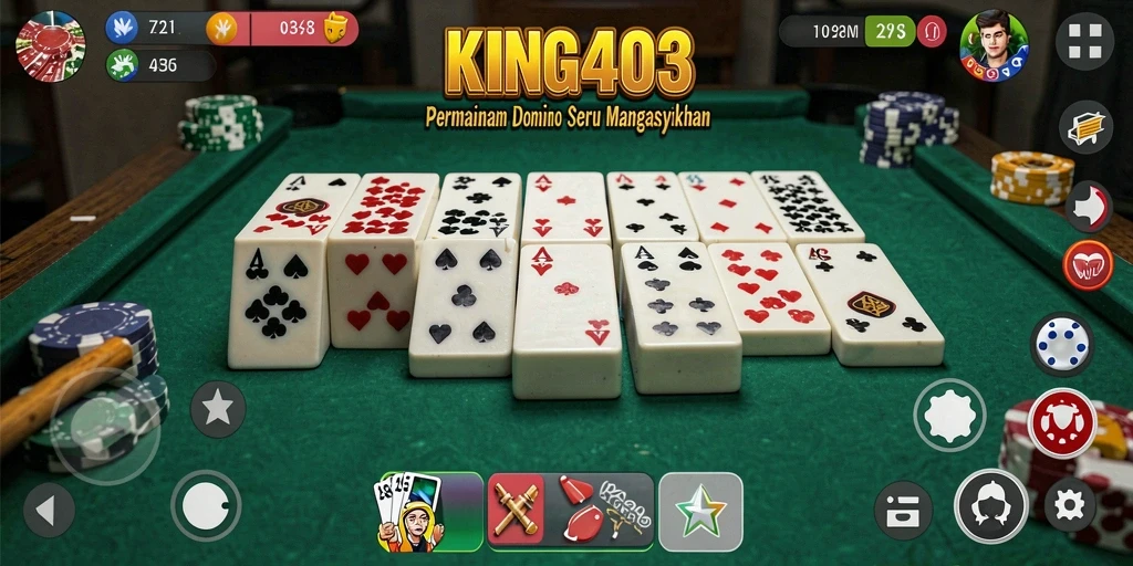 Tangkapan layar permainan KING403 menunjukkan aksi seru bermain Domino.