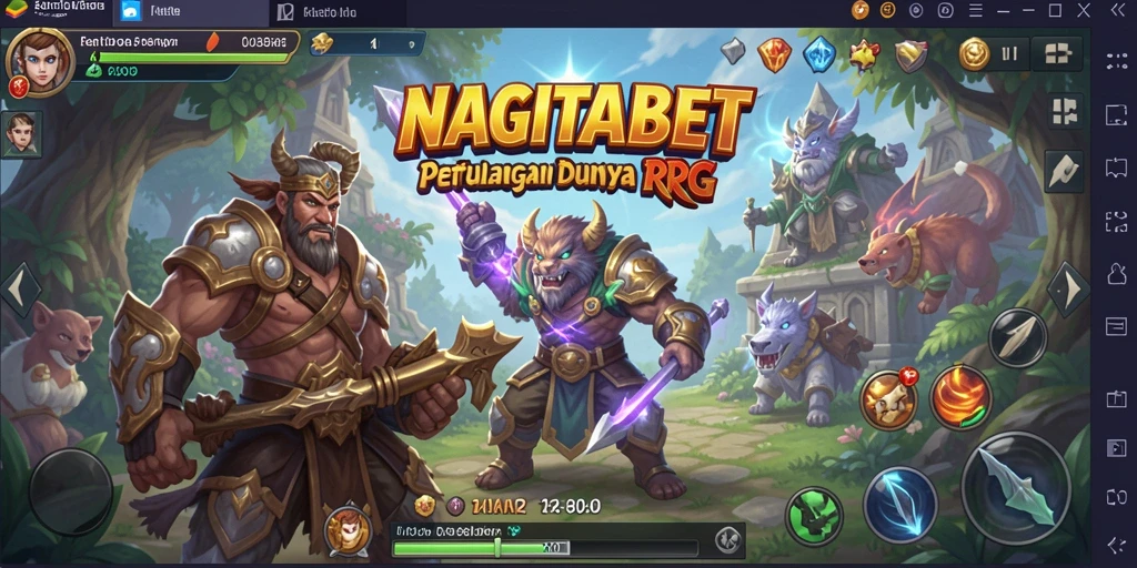 Tangkapan layar utama NAGITABET menampilkan aksi pertempuran yang seru dalam setting RPG.