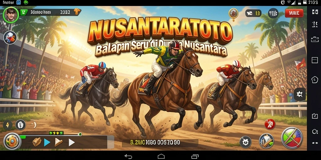 Tampilan gameplay NUSANTARATOTO dengan trek menantang dan mobil yang hebat.