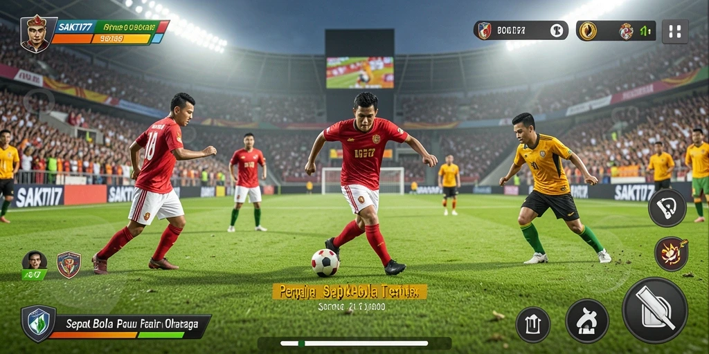 Gameplay SAKTI77 menampilkan aksi seru di lapangan sepak bola.