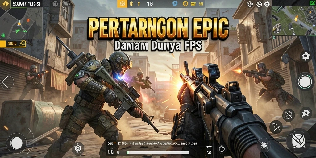 Screenshot SIAP108 yang menunjukkan gameplay intens dalam pertempuran FPS.