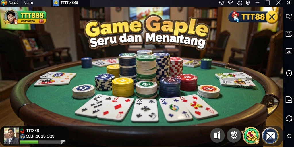 Tampilan gameplay TTT888 yang seru dan interaktif saat bermain Gaple.
