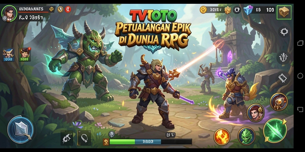 Screenshot gameplay TVTOTO menampilkan petualangan RPG yang mendebarkan.