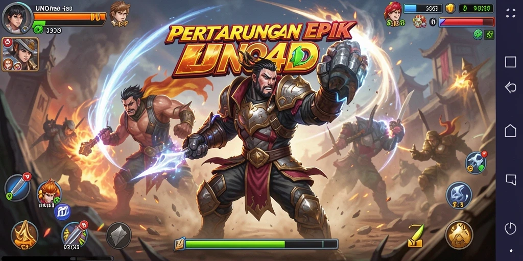 Tampilan gameplay intense dari pertarungan karakter di UNO4D.