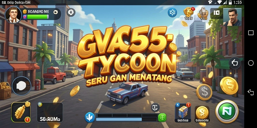 Tampilan gameplay VC55 yang seru dan strategis dalam mengelola bisnis.