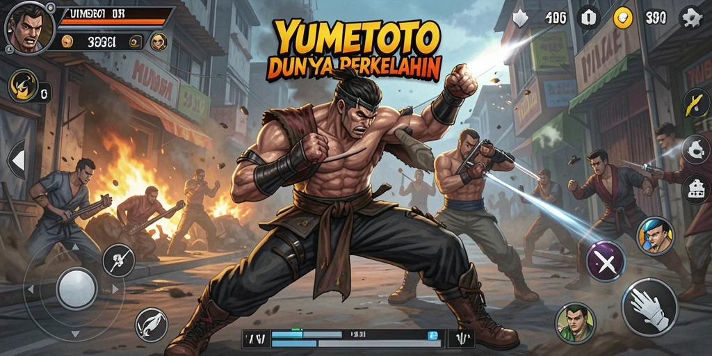 Gameplay seru dalam YUMETOTO dengan pertarungan yang mendebarkan.